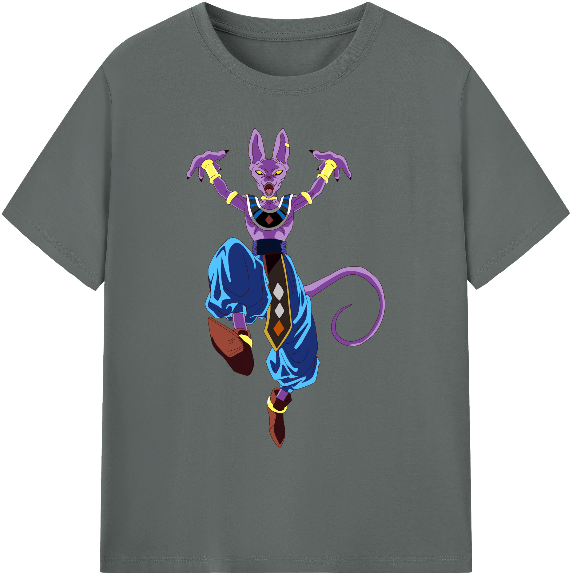 （画像用） ドラゴンボール ビルス 破壊神ビルス DRAGON BALL Beerus Birusu 綿100％ メンズ半袖Tシャツ｜肌触りやわらか＆通気性